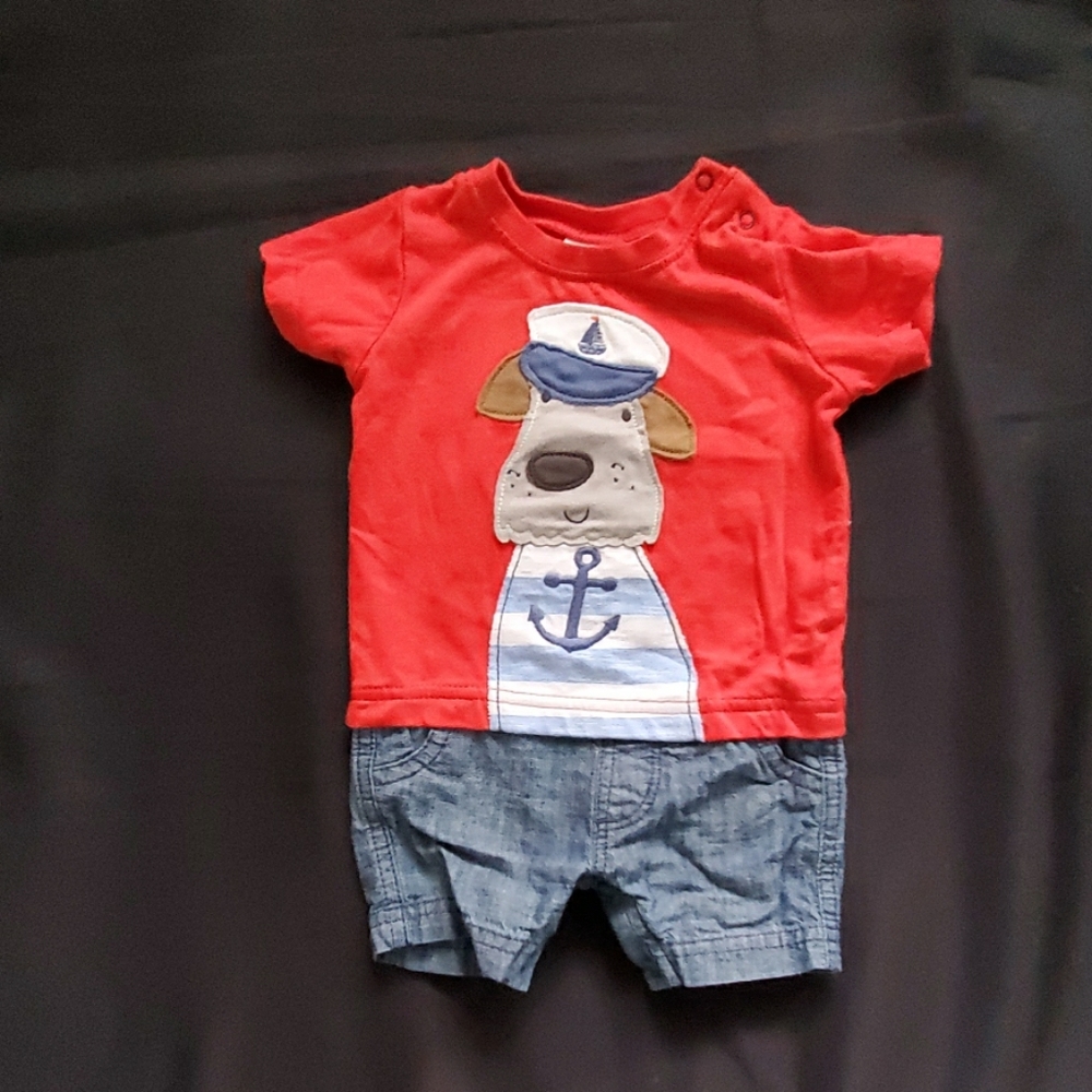 0 mo Baby sailor dog romper